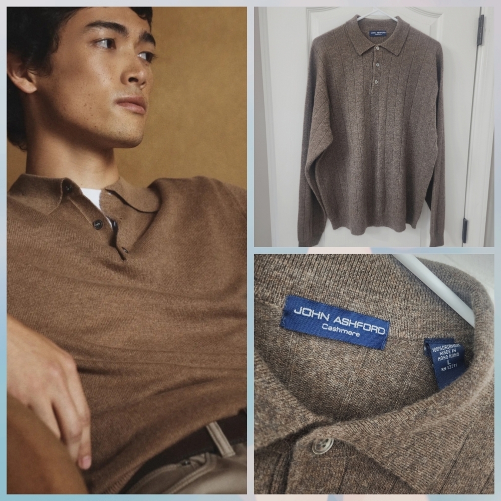John Ashford Elegant Cashmere Polo Sweater